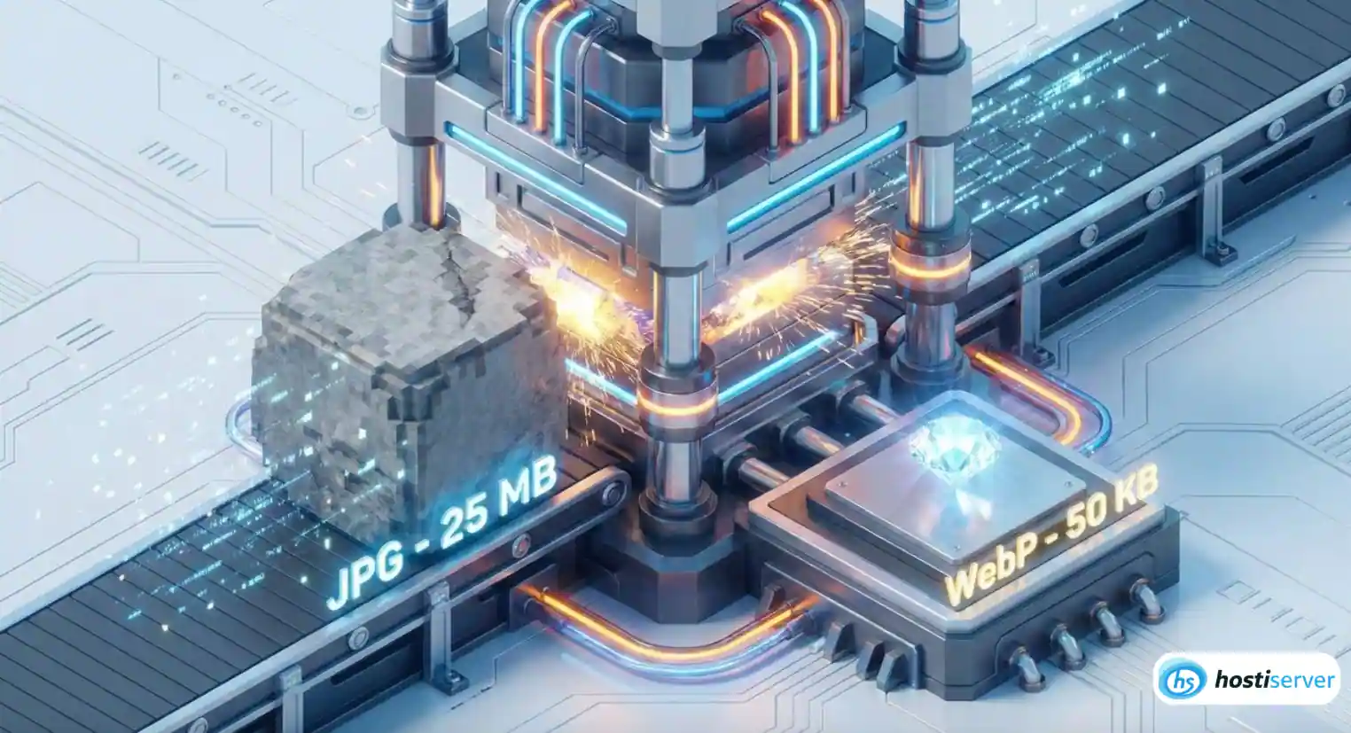 Schéma komprese obrázků: převod velkých souborů do formátu WebP